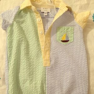 Baby Crown and ivy seersucker romper